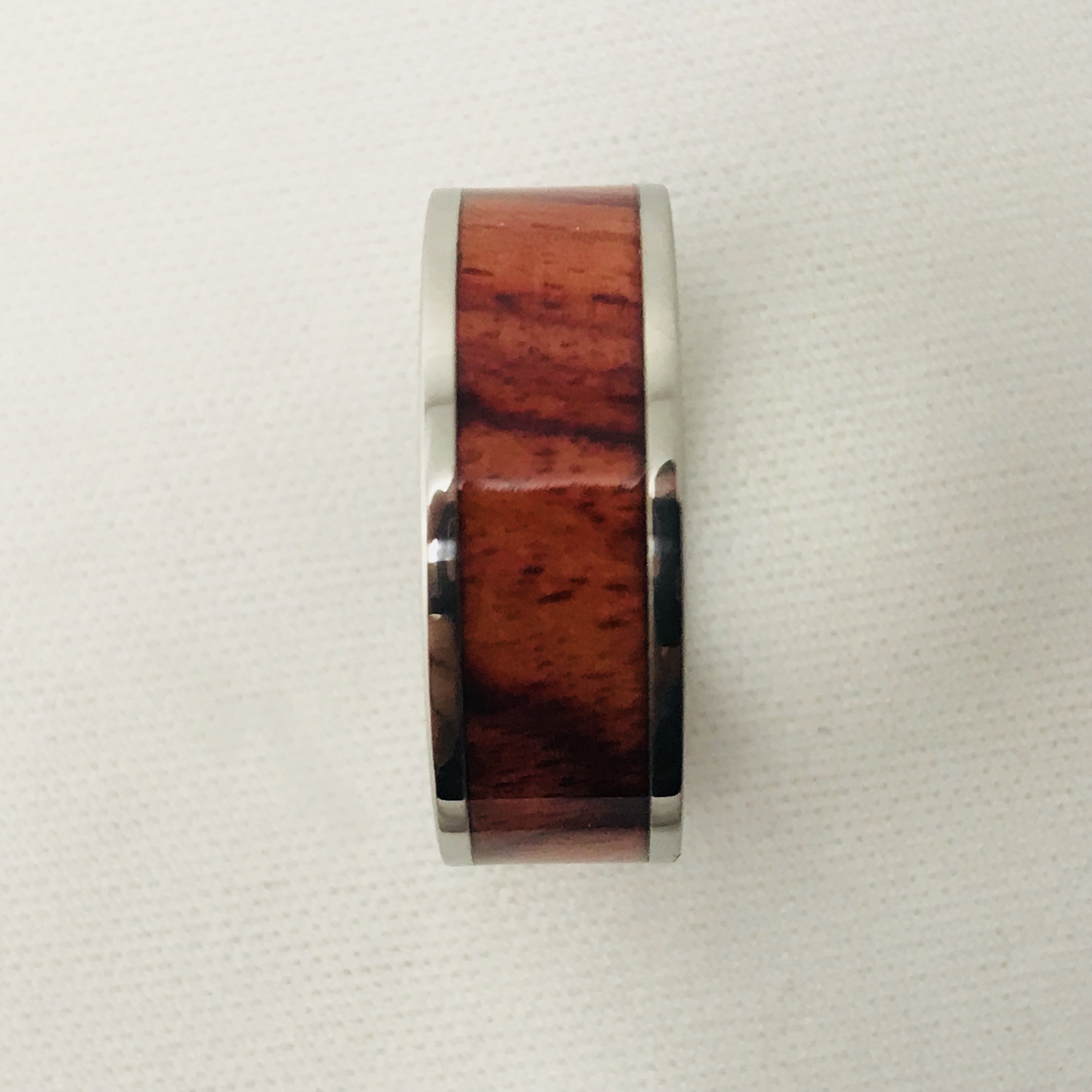 wedding band with tulipwood